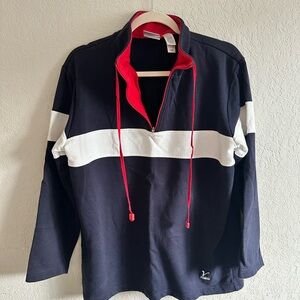 Villager Navy and White Pullover 1/4 zip